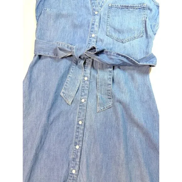 Veronica Beard NWOT Women 10 Edwina Sleeveless Midi Shirtdress Iceberg Denim - Picture 6 of 13